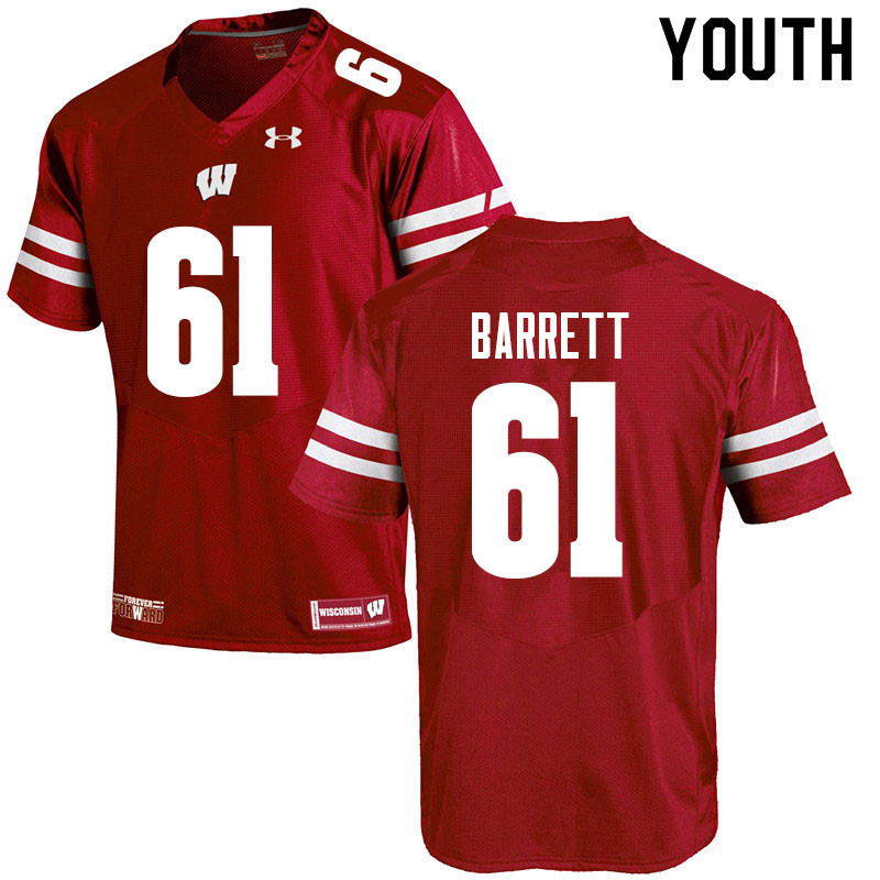 Wisconsin Badgers Youth #61 Dylan Barrett NCAA Under Armour Authentic Red College Stitched Football Jersey TN40F75WL